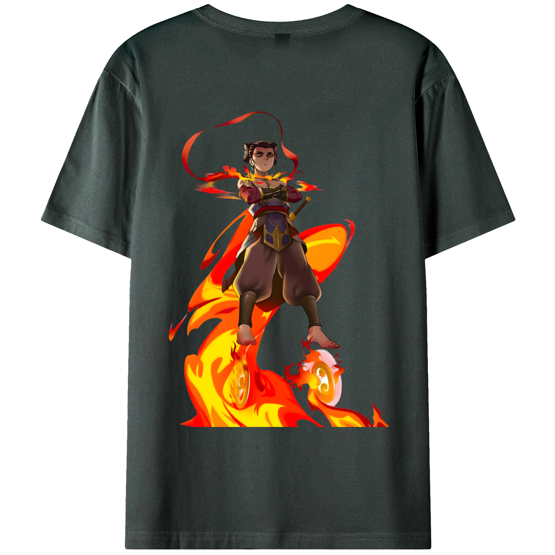 （画像用） Ne Zha 2 ナタ 魔童の大暴れ 綿100％ メンズ半袖Tシャツ（バックプリント） 通気性